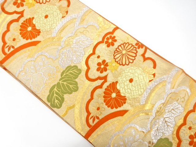 JAPANESE KIMONO / ANTIQUE FUKURO OBI / SILK / WOVEN CLOUD